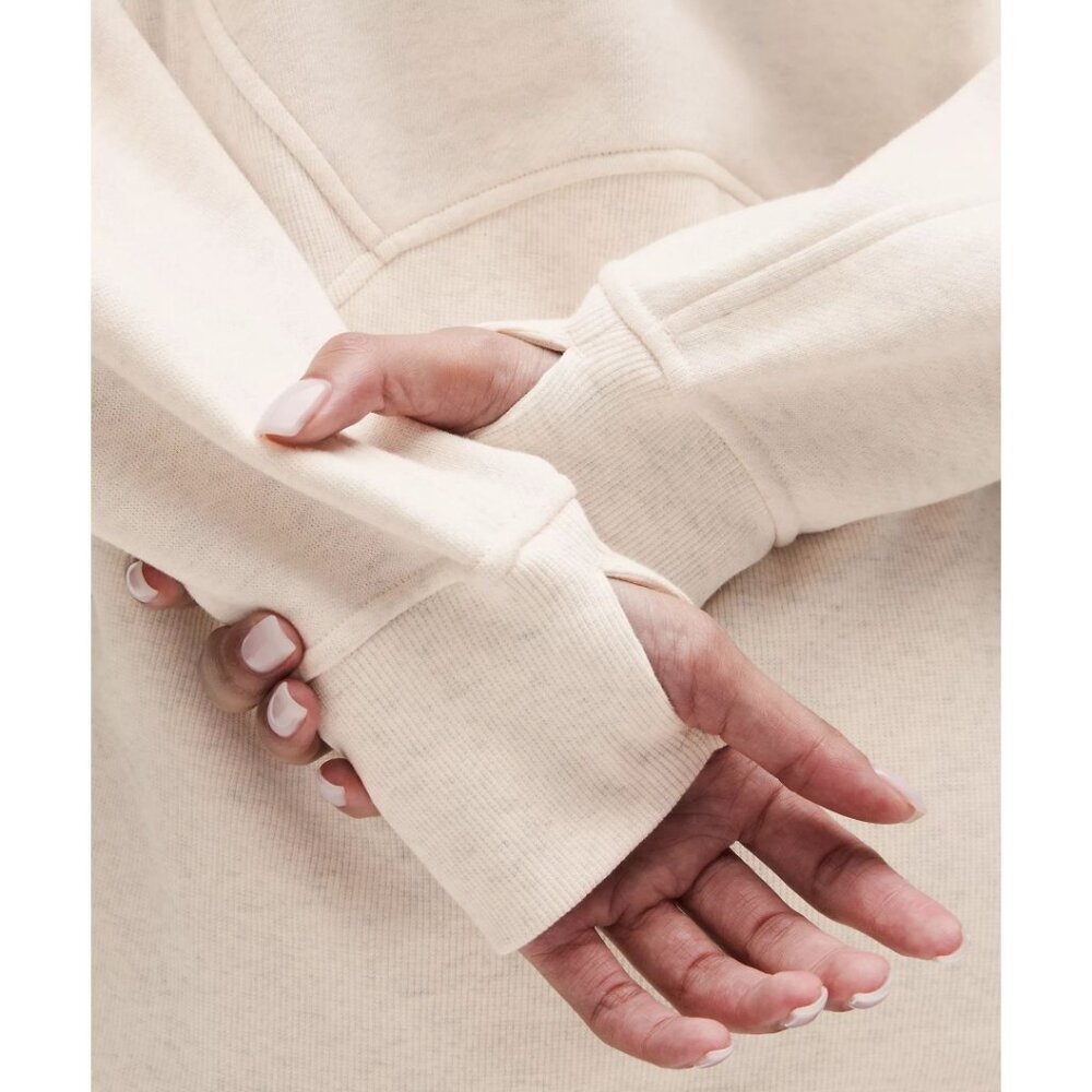 Scuba Oversized Funnel-Neck Half Zip Long - Heathered Light Ivory/Gold - Picture 4 of 4